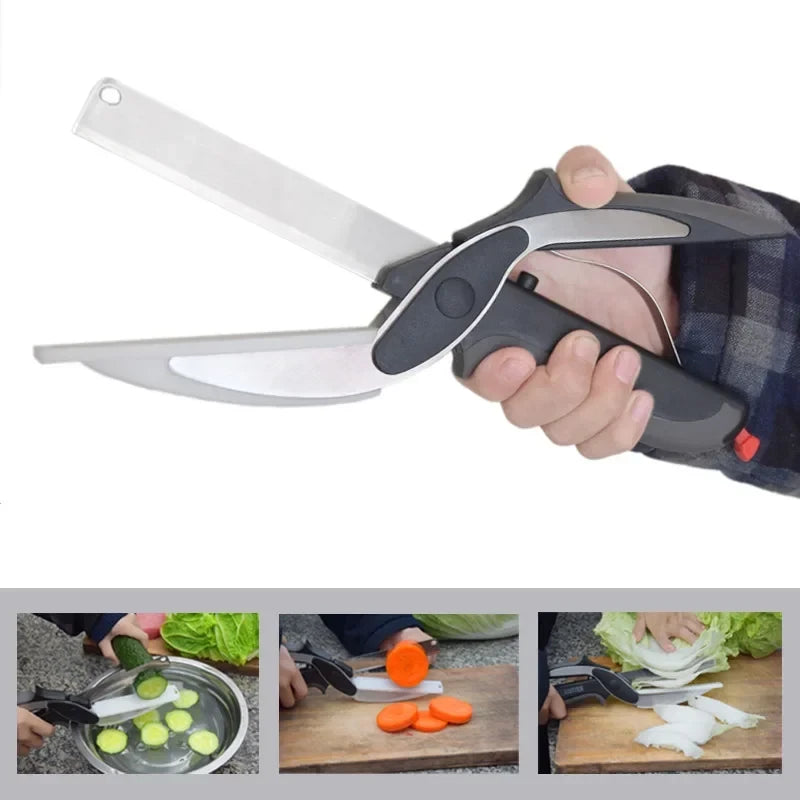 2 in 1 Stainless Steel Kitchen Shears & cutting board