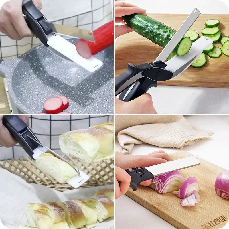 2 in 1 Stainless Steel Kitchen Shears & cutting board